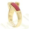 Image 7 : 14k Yellow Gold 2 Bezel Set Rectangular Pink Jade Bypass Ring