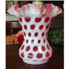 Fenton Cranberry Opalescent Coin Dot Vase #1384683