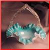 Victorian Art Glass Blue Silver Fleck Basket #1384700