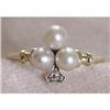 EDWARDIAN 18k Gold Pearl & Diamond Clover Ring #1396097