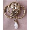 Image 1 : VICTORIAN  14k Gold Brooch w/ Pearl Drop 1880 #1396145