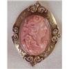 ART NOUVEAU 10k Gold & Coral Cameo Pin, 1900 #1396156