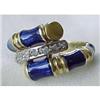 Image 1 : 18k Gold, Cobalt Blue Enamel & Diamond Ring #1396240