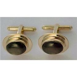 18k Gold & Black Star Sapphire Cufflinks #1396278