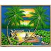 ORIG PAINTING SUNRISE, OCEAN, PALMS #1396585