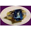 14k Gold Ring with Blue topaz & 6 diamonds sz 5#1397021