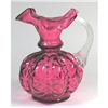 Image 1 : Cranberry Art Glass Melon Ribbed Pitcher #1414560