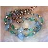 Vintage Aqua  Ventian Art Glass Beaded Necklace#1415134