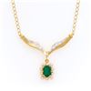 Image 1 : Plated 18KT Yellow Gold 0.80ct Green Agate and Diamond Pendant with Chain