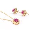 Image 2 : Plated 18KT Yellow Gold 2.80ctw Ruby and Diamond Pendant with Chain and Earrings