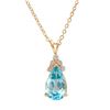 Image 1 : Plated 18KT Yellow Gold 5.05ctw Blue Topaz and Diamond Pendant with Chain