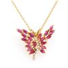 Image 1 : Plated 18KT Yellow Gold 4.05ctw Ruby and Diamond Pendant with Chain