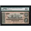 Image 1 : 1864 $20 T-67 Confederate States of America PMG 63