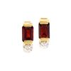 Image 1 : Plated 18KT Yellow Gold 1.15ctw Garnet and Diamond Earrings