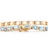 Image 2 : Plated 18KT Yellow Gold 10.45ctw Blue Topaz and Diamond Bracelet