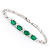 Image 1 : Plated Rhodium 2.55ctw Green Agate and Diamond Bracelet