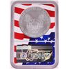 Image 2 : 2019-W $1 Burnished American Silver Eagle Coin NGC MS70 Independence Day Flag Core