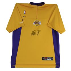 Los Angeles Lakers Magic Johnson Signed Nike Warmup Shirt Size L BAS Witnessed