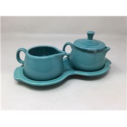 Aqua Stoneware sugar and cream dispensers