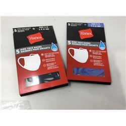 Lot of 2 x 5 Hanes kids masks