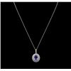 Image 1 : 5.23 ctw Tanzanite and Diamond Pendant With Chain - 14KT White Gold