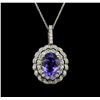 Image 2 : 5.23 ctw Tanzanite and Diamond Pendant With Chain - 14KT White Gold