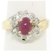 Image 2 : 14kt White and Yellow Gold Cabochon Ruby and Diamond Ring