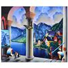 Image 1 : Ferjo, "Mountain Lake" Original Painting on Canvas, Hand Signed with Letter of A