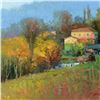 Image 2 : Ming Feng, "Wooded Estate" Original Oil Painting on Canvas, Hand Signed with Let