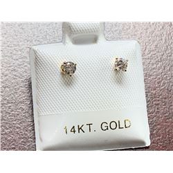 14 KT Yellow Gold Diamond (0.16ct) Stud Earrings - Suggested Retail Value $1,033.00 