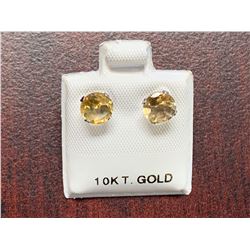 10 KT Gold Citrine (1.3ct) Stud Earrings