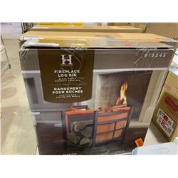 Open Hearth Fireplace Log Bin
