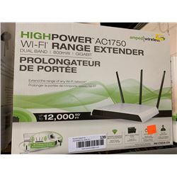 Amped Wireless High PowerAC1750 Wi-Fi Range Extender - Model: RE1750A-CA