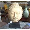 circa 1800 bol  carved grey ston head of Buddha#1381413