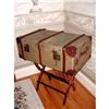 Image 1 : Trunk Table English C.1870 Linen Wood Leather #1392767