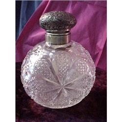 Vintage Cut Crystal Perfume Bottle Silver top #1393232