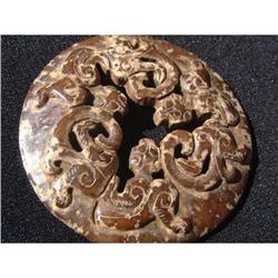 Western Han period jade plaque with dragons #1411485