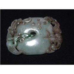 Antique jadeite plaque with intricate high #1422004