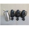 Image 2 : Qty 3 Black & 1 Metal Coffee Carafe Dispensers w/ Lids