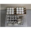 Image 2 : Qty 9 White & 18 Clear Glass Salt & Pepper Shakers w/ Metal Lid
