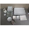 Image 2 : Misc Serving Dishes: Pitcher, Square Dishes, Rectangle Trays w/ Metal Handles, etc