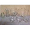 Image 1 : Multiple Glassware: 3 Cylinder Vases, 2 Bowls on Pedestal Bases, Ribbed Vases