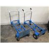 Image 8 : Qty 2 Blue Convertible Folding Hand Truck Carts (tires need to be fixed - see pictures)