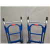 Image 2 : Qty 2 Angelus Blue Convertible Folding Hand Truck Carts (tires/wheel need to be fixed -see pictures)