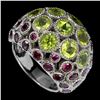 Image 2 : Natural Peridot & Rhodolite Garnet Ring