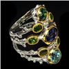 Image 3 : Natural Stunning Blue Tanzanite, Zircon & Diopside Ring
