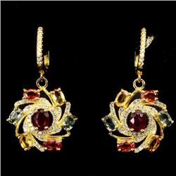 Natural Oval 6x4mm Blood Red Ruby Sapphire Earrings
