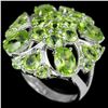 Image 3 : NATURAL APPLE GREEN PERIDOT FLOWER RING