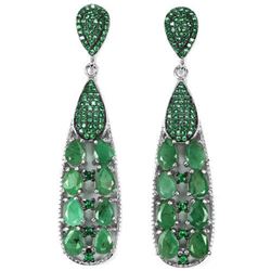 NATURAL GREEN EMERALD PEAR Two Tone Earrings