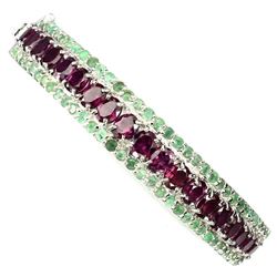 Natural Rhodolite Garnet & Columbian Emerald Bangle